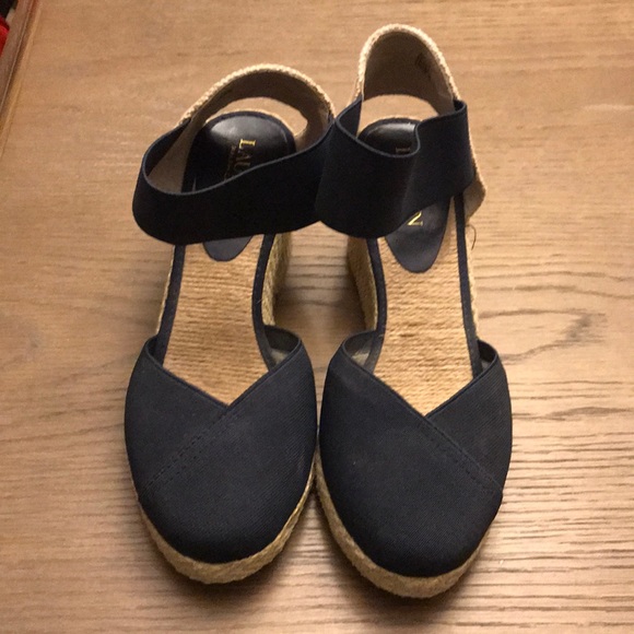 Lauren Ralph Lauren | Shoes | A Navy Blue Ralph Lauren Wedged Summer Sandal | Poshmark